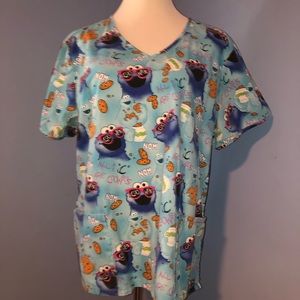 Cookie Monster scrub top XL